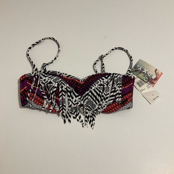 Roxy NWT Aztec Fringe Bandeau Bikini Top, S - Picture 16 of 16